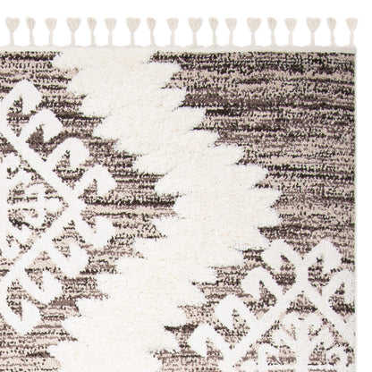 SAFAVIEH Area Rug 8x10 - Moroccan Tassel Shag Collection - Large - Ivory & Brown, Boho Design, Non-Shedding & Easy Cleaning, Plush Pile, Ideal for Living Room, Bedroom, Dining Space (MTS652A)