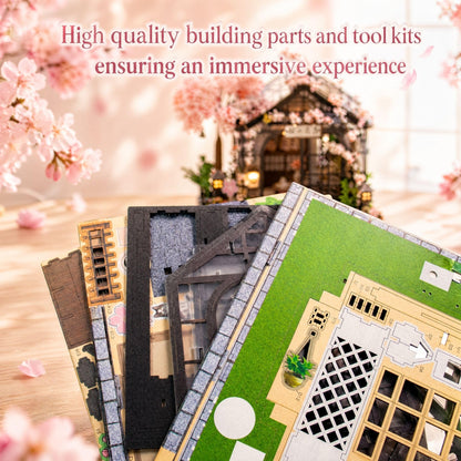 Soothee DIY Miniature House Kit, DIY Book Nook with LED Light | 3D Puzzles for Adults and Teens, Building Kits for Bookshelf Decor, Creative Gift for Craft Lovers | Sakura Greenhouse