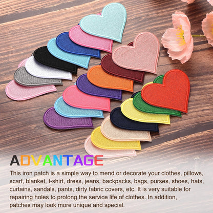 MECCANIXITY 60pcs Large Heart Shaped Iron on Patches 2.7x2.8 inch Embroidered Sew Patches Appliques Garment Embellishments for Clothing Repair Backpack, Orange