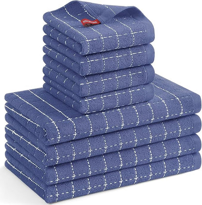 Mordimy 100% Cotton Terrycloth Kitchen Towels and Dishcloths Sets, Soft and