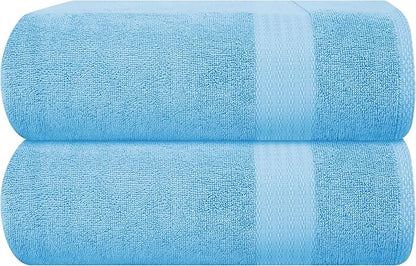 GLAMBURG Premium Cotton Oversized 2 Pack Bath Sheet 35x70-100% Pure Cotton