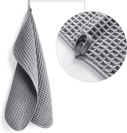 POLYTE 430 GSM Microfiber Lint Free Washcloth Face Towel, 13 x 13 in, 4 Pack