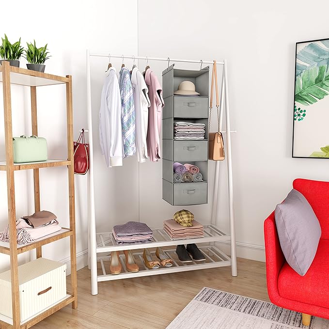MAX Houser 6 Tier Shelf Hanging Closet Organizer, Closet Hanging Shelf