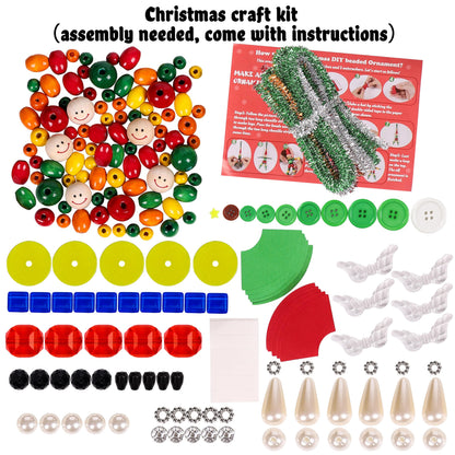 Tieshankao 16PCS Christmas Crafts DIY Beads Ornaments Kits for Adults Include Nutcracker, Angel, Elf, Tree - Xmas Holiday Toys Gifts Stocking Stuffers Decor Party Decorations Supplies(Need Assembly)