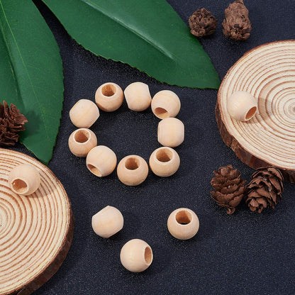 PH PandaHall 300 Pcs 14mm Natural Unfinished Wood Spacer Beads Large Hole Round Ball Wooden Loose Beads for Crafts DIY Jewelry Bracelet Making Christmas Decoration