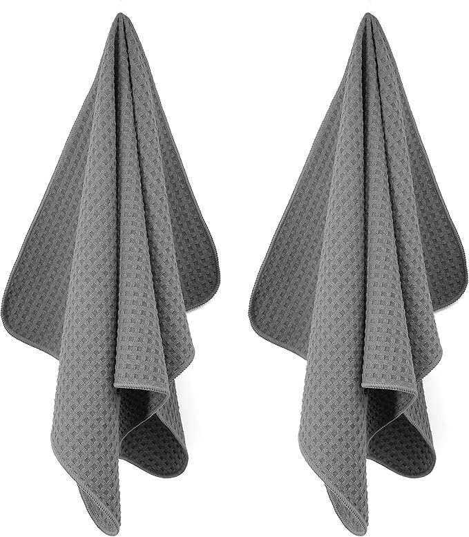 POLYTE Ultra Premium Microfiber Kitchen Dish Hand Towel Waffle Weave, 8 Pack