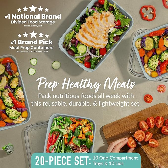Bentgo Prep - 20-Piece 1-Compartment Reusable Meal Prep Containers