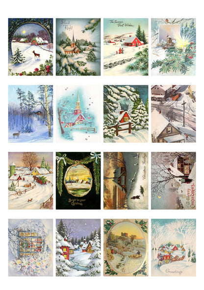 Decoupage Paper Pack (21 Sheets 6"x8") Christmas Winter Landscapes FLONZ Vintage Styled Christmas Pictures Cards for Decoupage, Craft and Scrapbooking