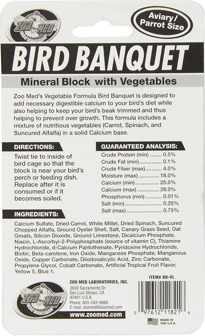 Zoo Med Mineral Block With Vegetables Bird Banquet, 5-Ounce