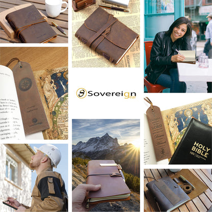 Leather Journal Gift Set with Antique Leather Bookmark + Pen, Handmade Writing Notebook 7x5 Inches Unlined Leather Bound Daily Notepad For Men For Women, Luxury Gift Box Diary for all ages