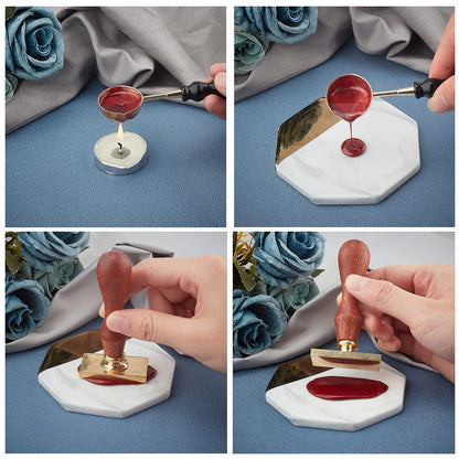 CRASPIRE Wax Seal Stamp Magic Book Vintage Sealing Wax Stamps Coffee Rectangle Removable Brass Head Sealing Stamp with Wooden Handle for Wedding Invitations Valentine's Day Gift Wrap