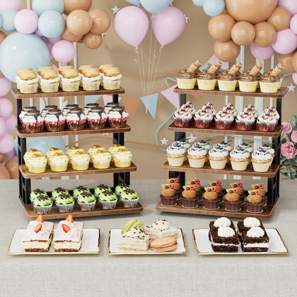 ZUJJAFY Cupcake Stand, Tiered Tray Stand Dessert Table Display Set, 4 Tier Cupcake Stand for 50 cupcakes, Wooden Risers Display Stands for Vendor Events, Party
