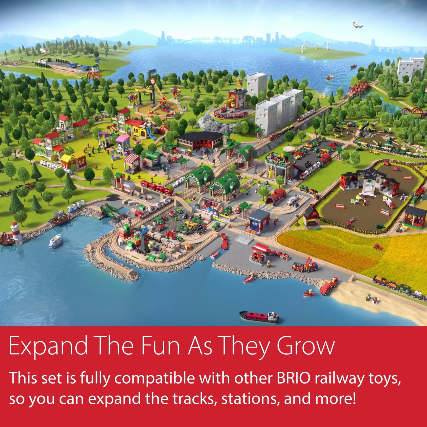 BRIO World Battery Operated Action Train - Motorized for Wooden Tracks - Kids Electric Set - Includes Moving Coal Wagon & Rotating Cement Mixer - Compatible with All Railway Sets - Kids Ages 3 & Up