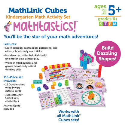 Learning Resources MathLink Cubes Kindergarten Math Activity Set Mathtastics! - Classroom Must Haves, Preschool Activities, Teacher School Supplies, Toddler Montessori Toys, Math Manipulatives