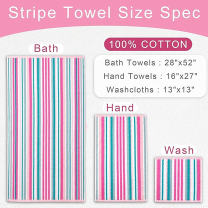 Pink Soft Towel Set, 2 Bath 28"x52", 2 Hand 16"x27", 2 Wash Cloth 13"x13