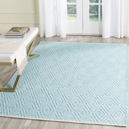 SAFAVIEH Montauk Collection Area Rug - 6' x 9', Turquoise & Ivory, Handmade Trellis Cotton, Ideal for High Traffic Areas in Living Room, Bedroom (MTK811H)
