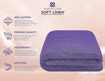 American Soft Linen 100% Cotton 600 GSM Turkish 40x80 Oversized Bath Towel Sheet