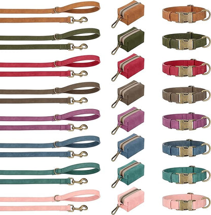 Didog Soft PU Leather Dog Collar, Stylish Quick Released Dog Collar for Large Dogs, Easy Clean Adjustable Pet Collar for Daily Walking, Brown, XL Fit 20-26" Neck
