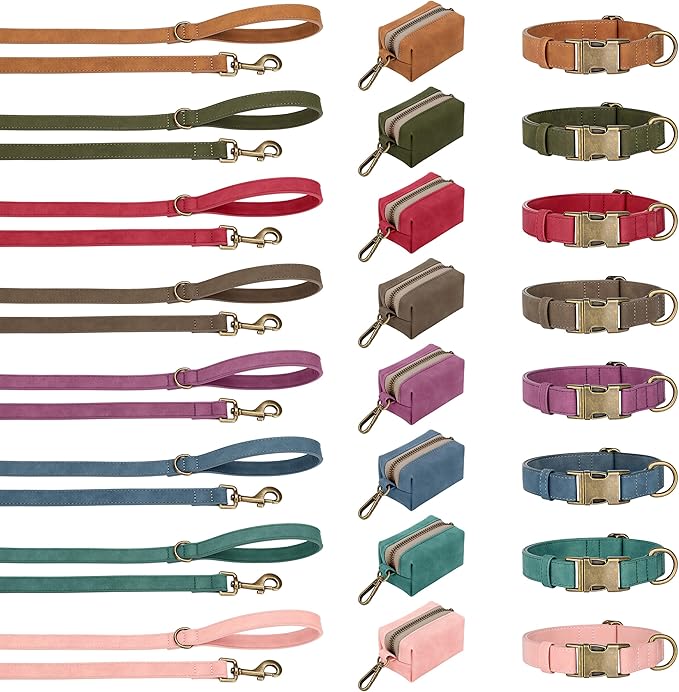 Didog Soft PU Leather Dog Collar, Stylish Quick Released Dog Collars for Medium Dogs, Easy Clean Adjustable Pet Collar for Daily Walking, Green, M Fit 14-18" Neck