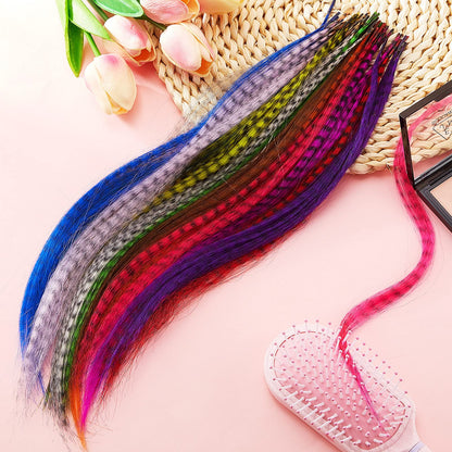 78 Pieces Synthetic Feather Hair Mixed Color Feather Extensions Not Real Hair Extensions Colorful Long Straight for Party Teen Girl, 13 Colors