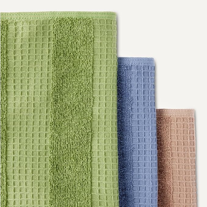 Amazon Basics Organic Cotton Waffle Weave Kitchen Dish Cloths, Ultra Absorbent