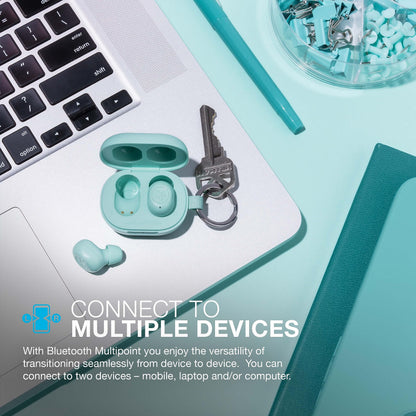 JLab JBuds Mini True Wireless Bluetooth Earbuds + Charging Case, Mint, IP55 Sweat and Dust Proof, Bluetooth Multipoint, Be Aware Audio, 3 EQ Sound Settings, Crystal Clear Calls