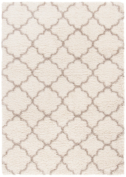 SAFAVIEH Hudson Shag Collection Area Rug - 5'3" x 7'6", Ivory & Beige, Moroccan Trellis Design, Non-Shedding & Easy Care, 2-inch Thick Ideal for High Traffic Areas in Living Room, Bedroom (SGH282E)