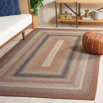 SAFAVIEH Washable Rug Outdoor Braided Collection - 4' x 6', Brown & Multi, Handmade & Reversible, Non-Shedding & Easy to Clean, Ideal for Patio, Backyard, Mudroom (BRD313A)