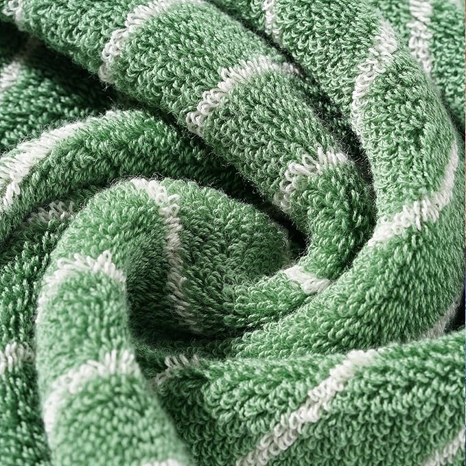Hand Towels for Bathroom, 100% Cotton Striped Pattern Soft Absorbent Towel Set