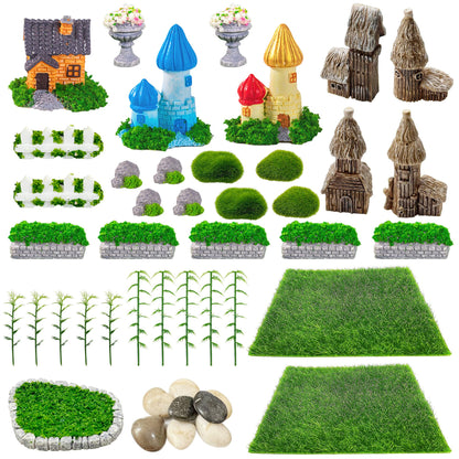 Woohome Fairy Garden Kits 45 PCS Miniature Garden Accessories Micro Landscape Miniature Figurines for DIY Micro Landscape Ornaments