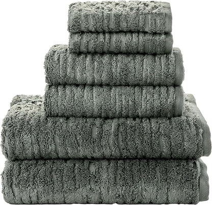 SKL Home CloudSoft 100% Cotton Luxury 6-Piece Towel Set, 600 GSM, Ultra Plush &