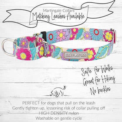 Lucky Love Dog Martingale Collar, Premium No Slip Martingale Collar for Medium Dogs, Great for Whippets, Greyhounds, and More (Caroline, Medium)