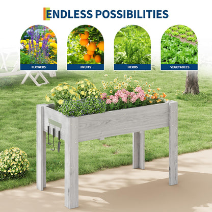 48x24x30IN Wooden Raised Garden Bed with Legs, Elevated Reinforced Large Planter Box for Vegetable Flower Herb Outdoor, Standing Growing Bed forGardening/Backyard/Patio/Balcony, Liner Included
