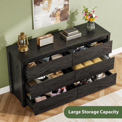GarveeHome 6 Drawer Dresser for Bedroom, Wide Wood Chest of Drawers Handle Free, Large Modern Dresser Storage Cabinet for Living Room, Hallway Entryway
