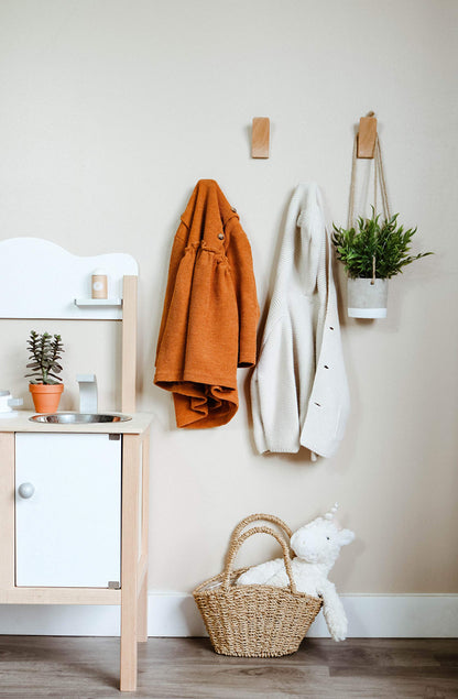 Magnifico Wooden Wall Hooks – Set of 2 – Rustic Wood Coat Hooks for Hanging Towels, Hats, Bags, Purse, Backpack, Keys, Robe – Scandinavian Minimalistic Rustic Bathroom & Entryway Hooks (Beech Wood)