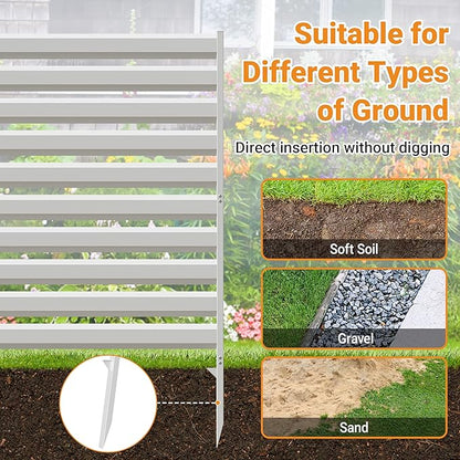 CJF Outdoor Privacy Screens, 42" H x 38" W Metal Air Conditioner Fence Panels, Pool Equipment Enclosure, Trash Can Screens Fence Kit for Outside Backyard Patio(Withe/2-Panel)