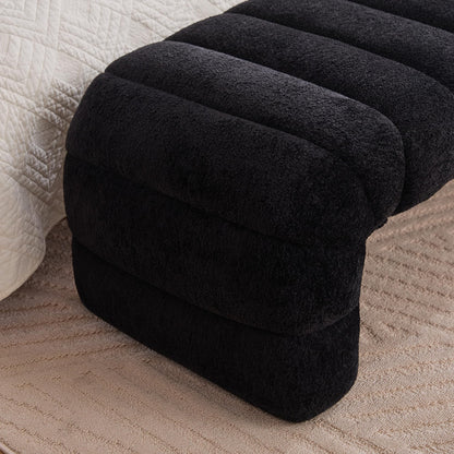 KEIKI 69.7" Modern Upholstered Armless Bed Bench, Channel Tufted Couch Daybed Chaise, Chenille Ottoman Foot Stool, Window Seat for Living Room and Bedroom, Entryway, Black