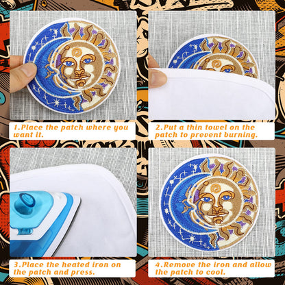 Ferraycle 48 Pcs Iron On Patches Hippie Embroidered Patches Random Assorted Styles Kit Aesthetic Repair Appliques for Sewing DIY Jacket Hat Clothing Backpack Jean 1970s Party