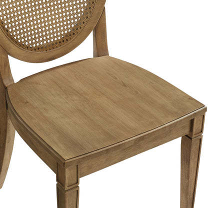 Crosley Furniture Katia Traditional Rattan Style Oval Cane-Back Dining Room Chairs Set of 2, Kitchen Chair, Driftwood