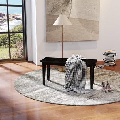 Wilk Wooden Entryway Bench, 39’’ Indoor End of Bed Bench, 100% Solid Oak Wood (Black)