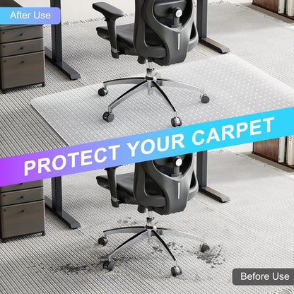 Vicwe Office Chair Mat for Carpet, 32''x 48'' Computer Desk Chair Mat for Carpeted Floors, Easy Rolling Hard Mat for Office Chair on Carpets, Anti-Slip Carpet Protector Mat Clear,Ship Flat