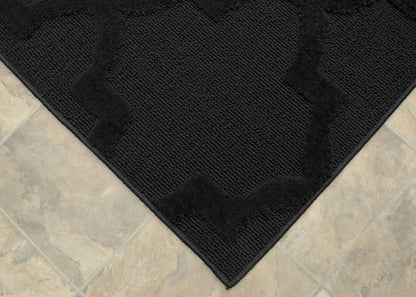 Garland Rug Quatro Black 5' x 7' Cut-Loop Trellis Area Rug –Soft, Comfortable, Stylish & Budget-Friendly Rug in a Beautiful Solid Black