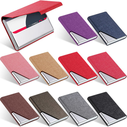 Yexiya 10 Pcs Business Card Holder Case Professional PU Leather & Stainless Steel Pocket Card, Metal Slim Credit Wallet with Magnetic Closure for Men Women Office Gifts, Multicolor