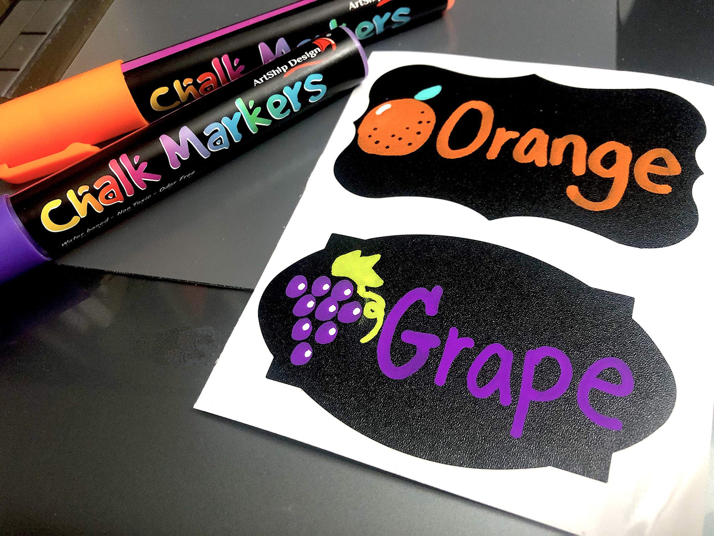 18 Neon Chalk Markers - Double Pack of Fine and Medium Tip Liquid Chalk Pens - Wet Erasable for Menu Boards, Glass, Windows, Whiteboards, Classrooms, Mirrors, Plastic