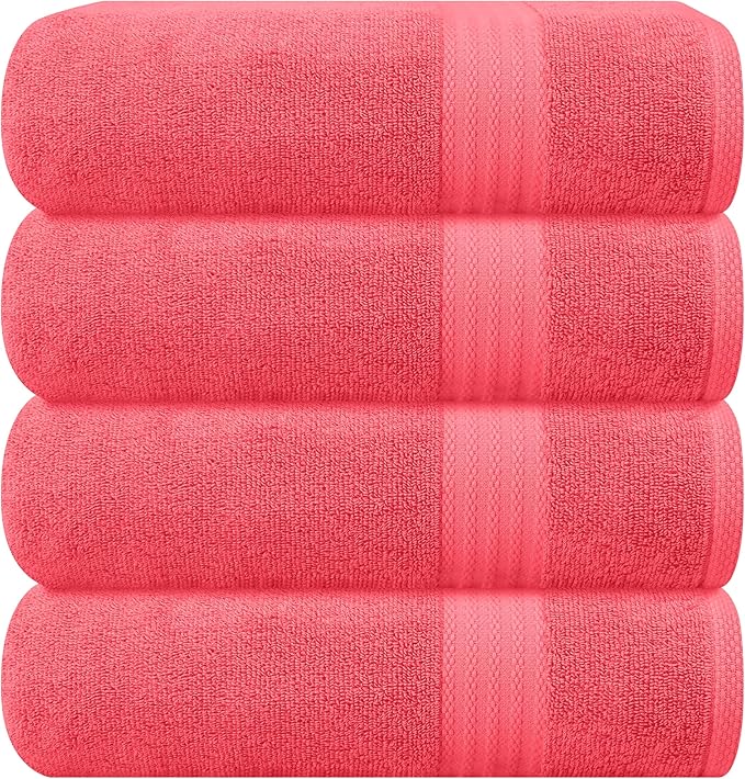 GLAMBURG Premium Cotton 4 Pack Bath Towel Set