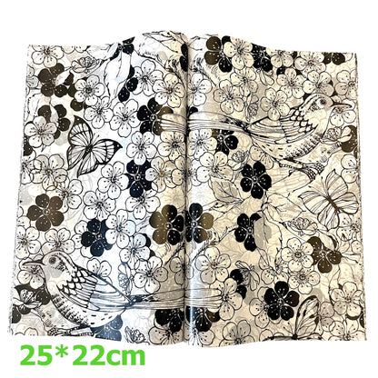 Suiwen 150pcs Summer Black and White Floral Wax Paper Sheets Sandwich Wrapping Paper, Greaseproof Wrap Parchment Papers Air Fryer Disposable Liner Food Basket Liners for Outdoor Picnic