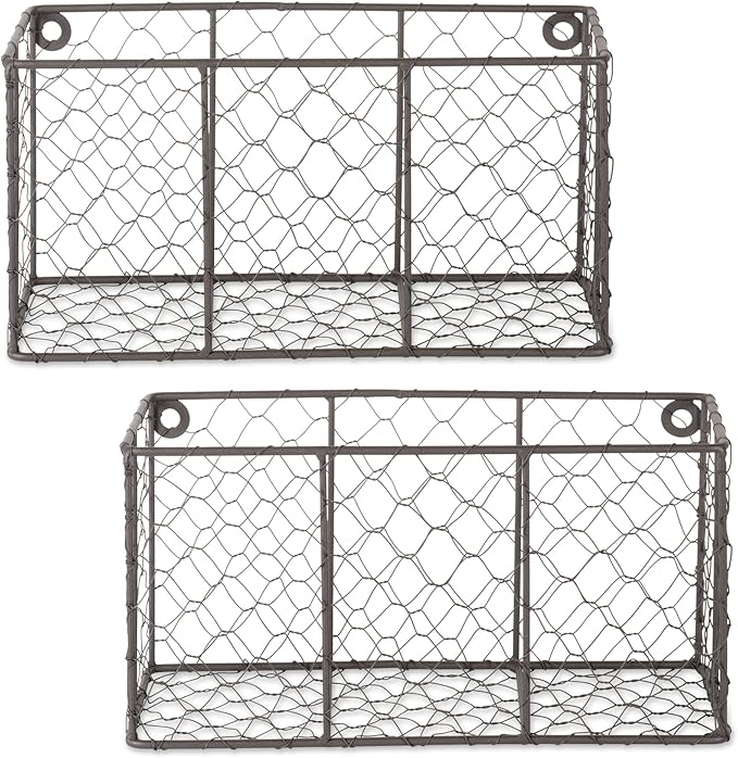 DII Chicken Wire Collection Farmhouse Vintage Wall Baskets, Small Basket