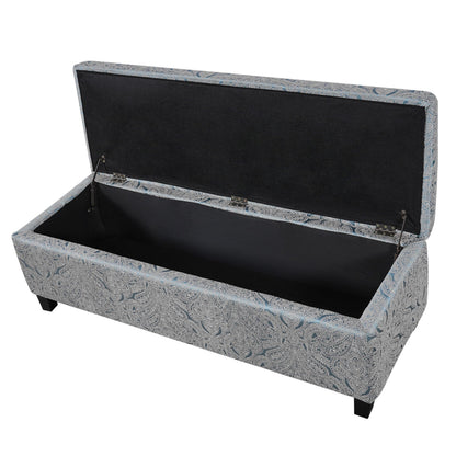 Christopher Knight Home Glouster Living Room Ottoman with Storage, Jacquard Upholstered Storage Ottoman Bench, Rectangular Sofa Foot Stool, Bedroom End of Bed Bench, Shoe Organizer, Antique Blue