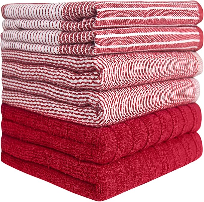 Premium Kitchen Towels | Large Cotton Dish Towels | Flat & Terry Highly