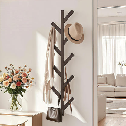 Prywot Coat Rack Wall Mounted - 9 Hooks, Coat Hooks for wall, Modern Metal Coat Tree for Hats, Jackets, Bags, Entryway Bedroom-Black (Height 37.8")